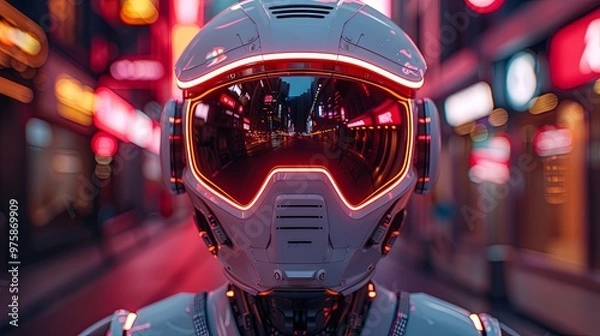 Fototapeta metaverse vr simulation gaming cyberpunk style, digital robot, 3d illustration rendering, virtual reality