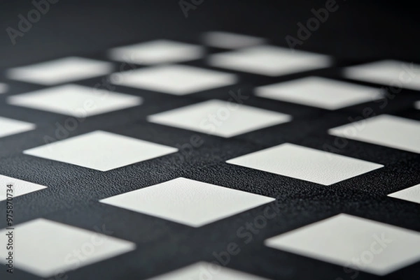 Fototapeta Abstract black and white geometric pattern with squares, perfect for backgrounds, wallpapers, or artistic designs.