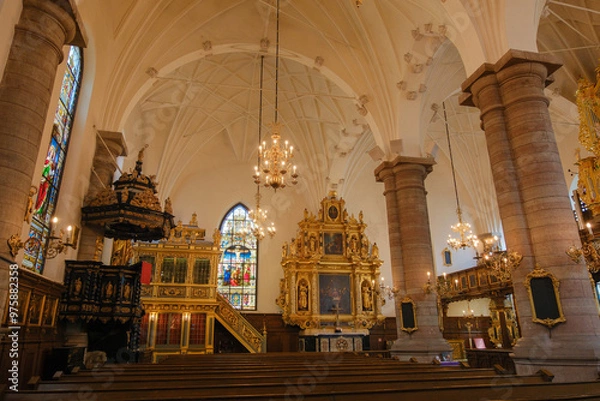 Fototapeta スウェーデン ストックホルムの旧市街、ガムラスタンにある「ドイツ教会」