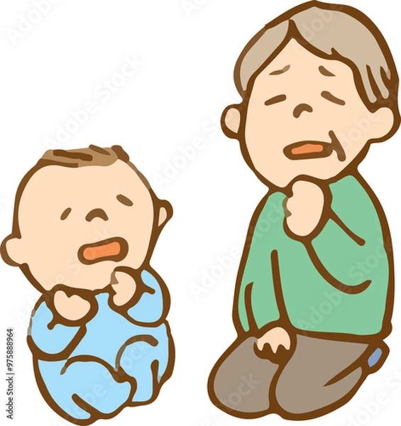 Fototapeta 具合の悪い赤ちゃんと老人