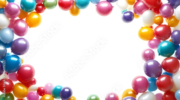 Fototapeta Colorful balloons frame isolated on transparent background