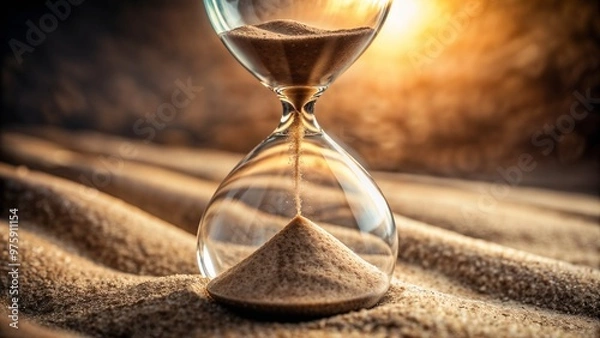 Fototapeta Stunning hourglass capturing the flow of time with golden sand and warm light