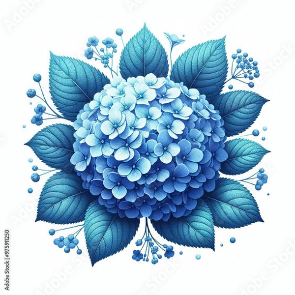 Obraz Blue hydrangea flower vector art illustration