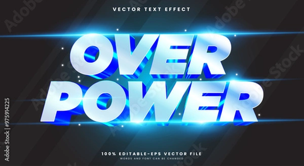 Fototapeta Over Power editable text effect Template with Lighting Style Theme