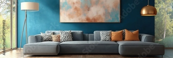Fototapeta room, interior, tv, home, television, furniture, living, table, sofa, design, chair, screen, 3d, office, lcd, wall, plasma, luxury, floor, architecture, house, flat, indoors, living room, empty, couch