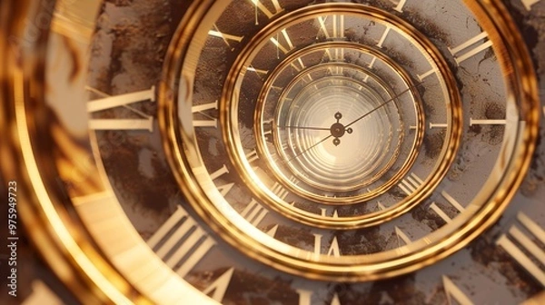 Fototapeta Abstract clock face with spiral of time.