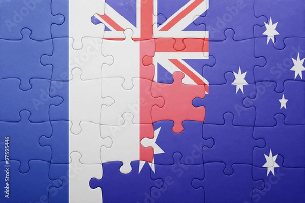 Obraz puzzle with the national flag of france and australia