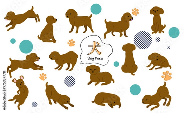 Obraz 可愛いトイプードルのポーズイラストセット
