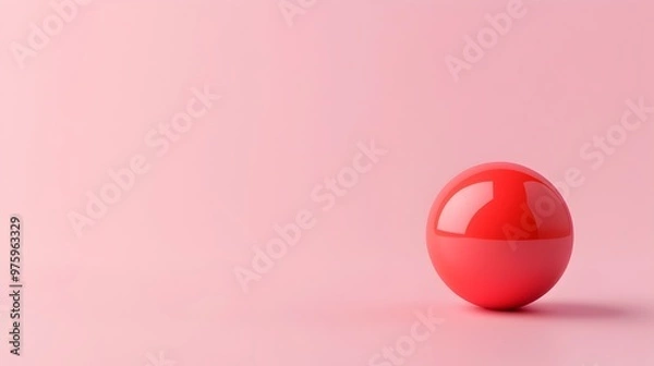 Fototapeta Striking Minimalist Red Dot on Soft Pink Background Emphasizing Bold Simplicity