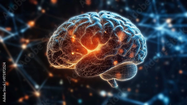 Obraz A hologram human brain alongside