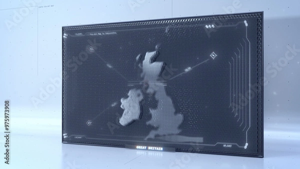 Obraz Pin-Art Great Britain map with HUD UI