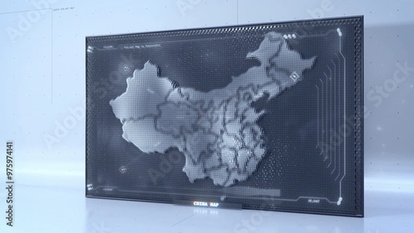 Obraz Pin-Art China map with HUD UI