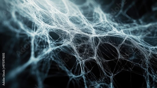 Fototapeta A delicate weave of thin, glowing lines creating a translucent, intricate web pattern.