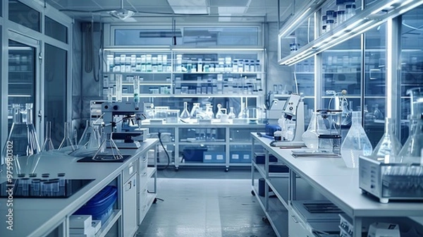 Fototapeta Modern Laboratory Interior with Equipment and Glassware