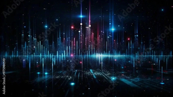 Fototapeta Abstract digital background featuring red and blue lights, symbolizing technology and data networks in a modern context.