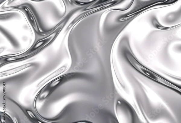 Fototapeta a shiny backdrop resembling liquid mercury, with smooth contours and high gloss create with ai