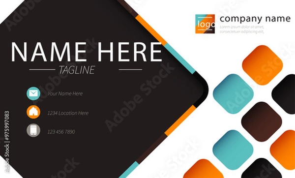 Obraz business card template, creative business card vector design template, Business card for business and personal use, Vector illustration design. Horizontal layout, Print, modern business card template