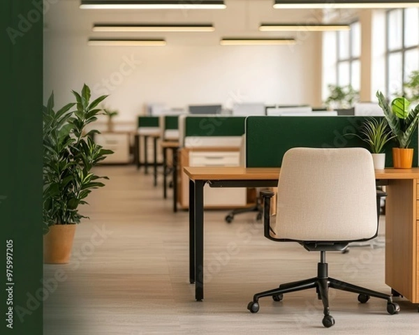 Fototapeta A flexible office layout with breakout zones, each equipped with essential stationery for brainstorming and collaboration breakout zone, office, flexible design