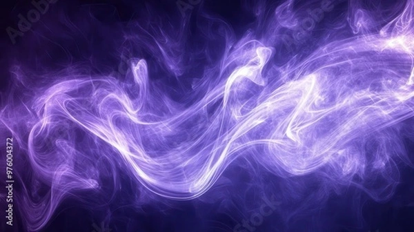 Fototapeta ethereal swirls of white and purple smoke against a dark background creating a mesmerizing and mystical atmospheric effect
