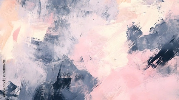 Obraz Abstract Painting with Pink, White, and Gray Strokes