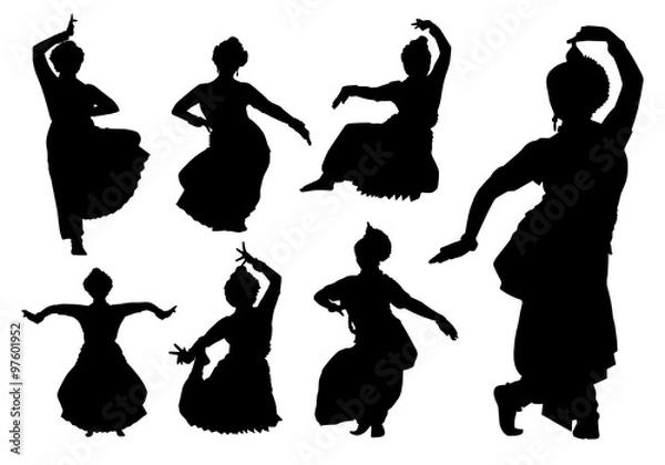 Obraz Indian dancers silhouettes