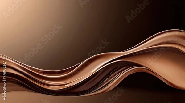 Fototapeta Abstract wave of liquid chocolate on a brown background.