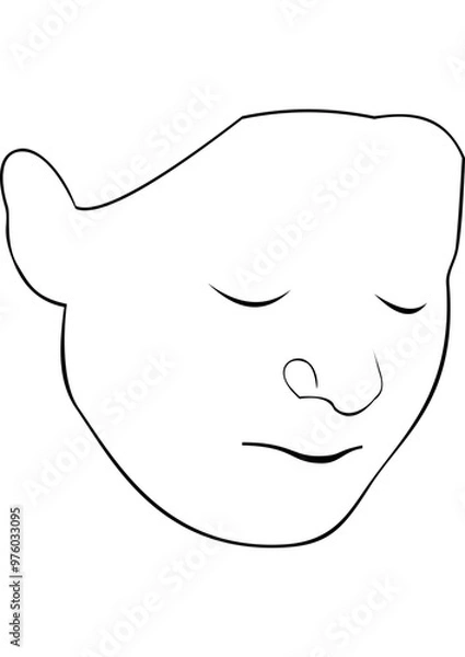 Obraz Illustration of features of a woman's face with closed eyes.