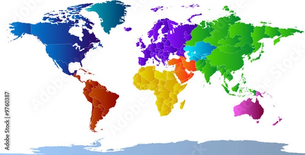 Fototapeta Continents atlas of the world