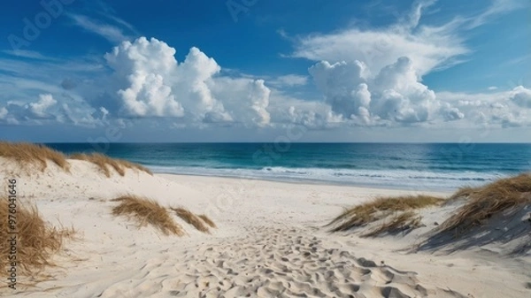 Fototapeta sand beach and blue sky