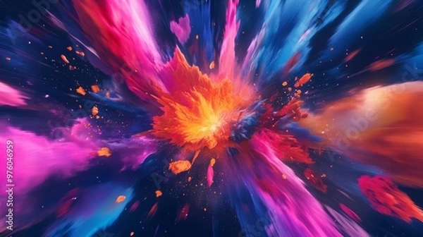 Fototapeta Explosion of vibrant colors in motion, abstract art concept