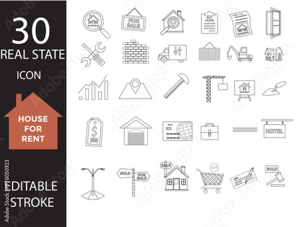 Fototapeta Real state building icon pack, Urban Architecture and Metropolitan Landmarks Collection Featuring State Institutions, Religious and Cultural Monuments, as well as Educational Centres. 