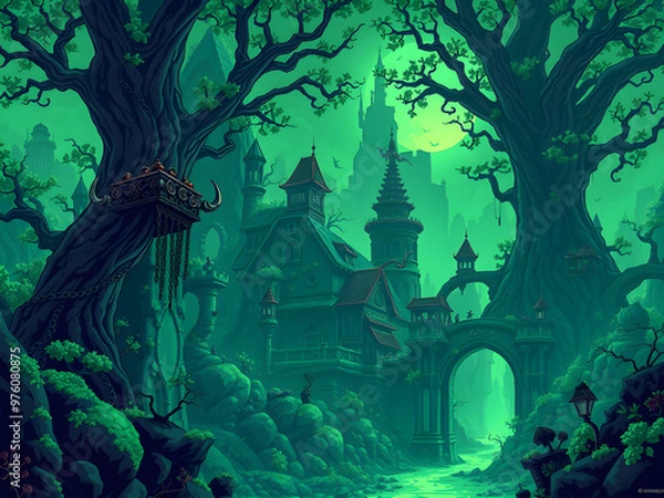 Obraz spooky halloween landscape