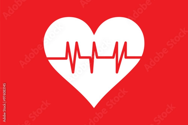 Obraz Red heartbeat symbol Vector illustration white background