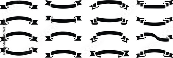 Fototapeta Ribbon banner set. Simple ribbons. Vector illustration