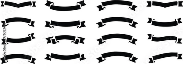 Fototapeta Ribbon banner set. Simple ribbons. Vector illustration