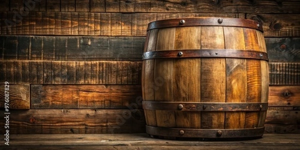 Fototapeta Wooden beer barrel texture background with natural patterns and unique grain detail