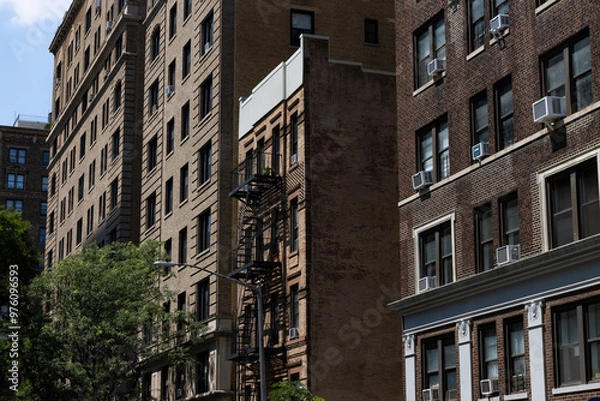 Obraz Row of Old Brick Apartment Buildings on the Upper West Side of New York City