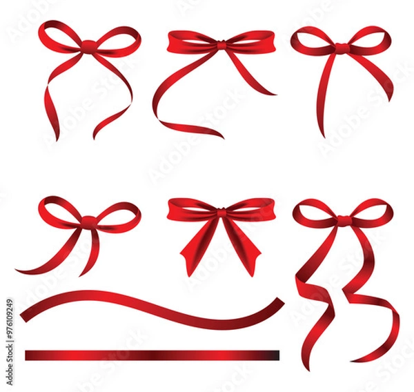 Fototapeta Red Ribbon Border,  Red Silk Ribbon vector,  red bow