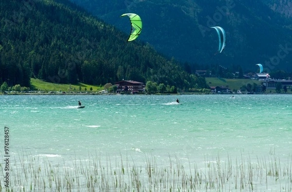 Obraz kite surfing on the lake