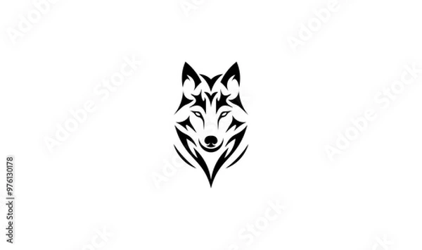 Obraz Vector illustration of a wolf portrait on a white background for a logo	