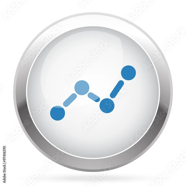 Fototapeta Blue Graph icon on white glossy chrome app button