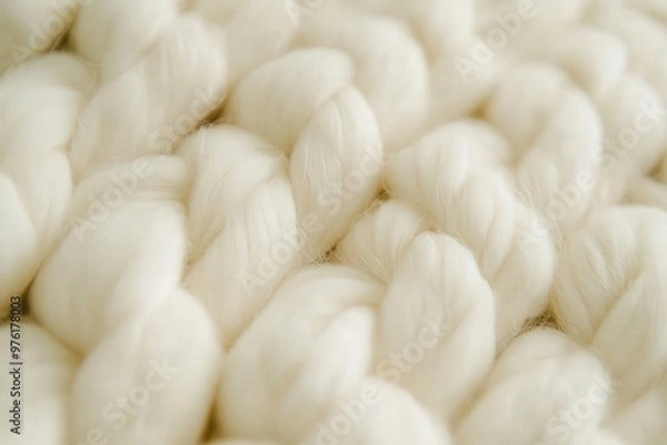 Fototapeta Closeup of soft natural cotton fibers woven into a luxurious fabric, Natural cotton texture, ecofriendly material