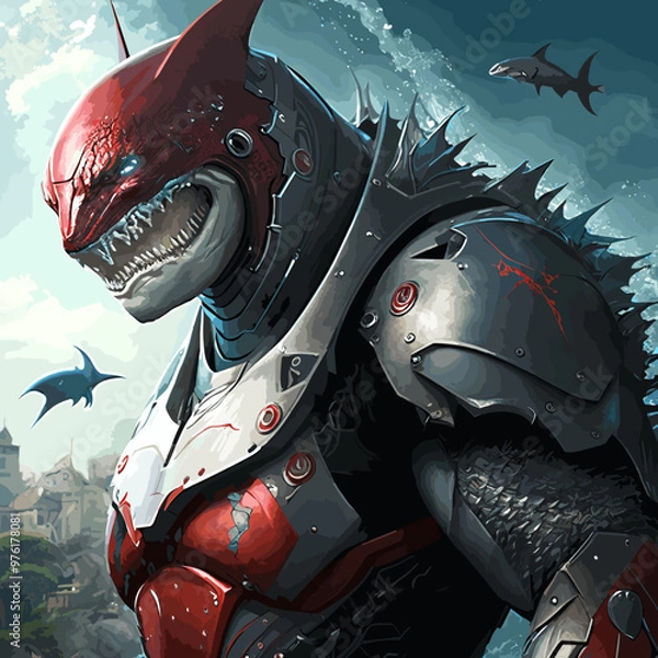 Fototapeta robot shark hero