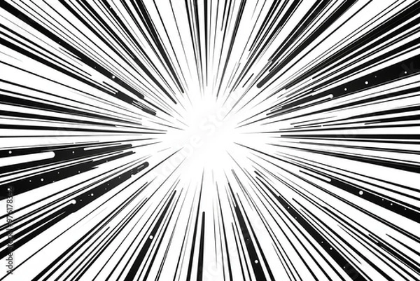 Fototapeta Abstract Black and White Speed Lines Radial Design
