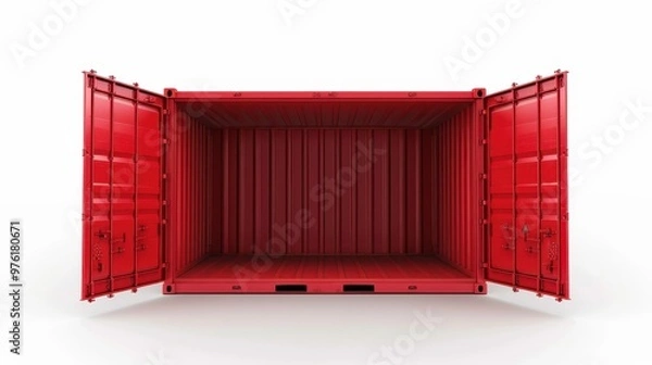 Fototapeta An open red shipping container with no contents
