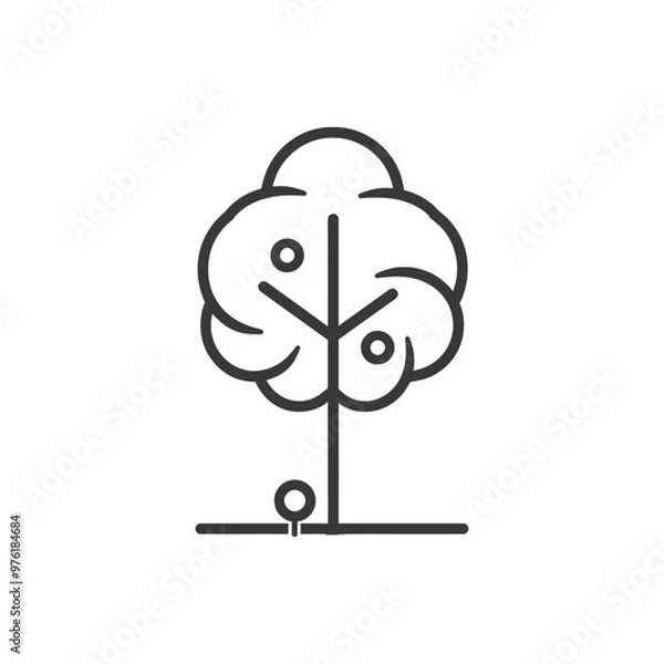 Fototapeta Line Art Illustration of a Tree with Three Fruits