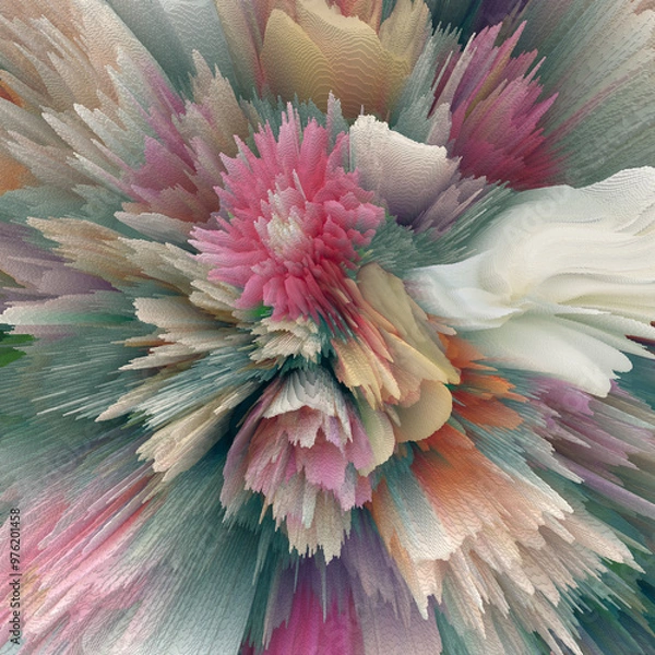 Obraz Abstract floral pixel art