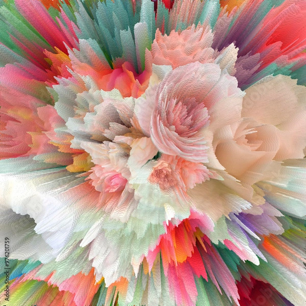 Obraz Abstract floral pixel art