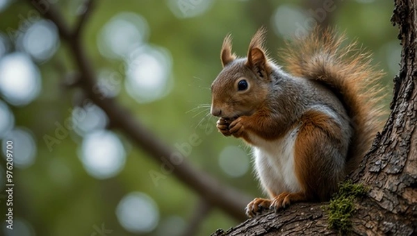 Fototapeta Squirrel on a tree.