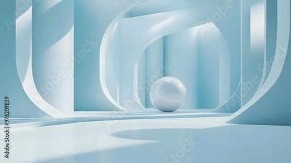 Fototapeta 
3d rendering of white and blue abstract geometric background. Scene for advertising, technology, showcase, banner, game, sport, cosmetic, business, metaverse. Sci-Fi Illustration. Product display